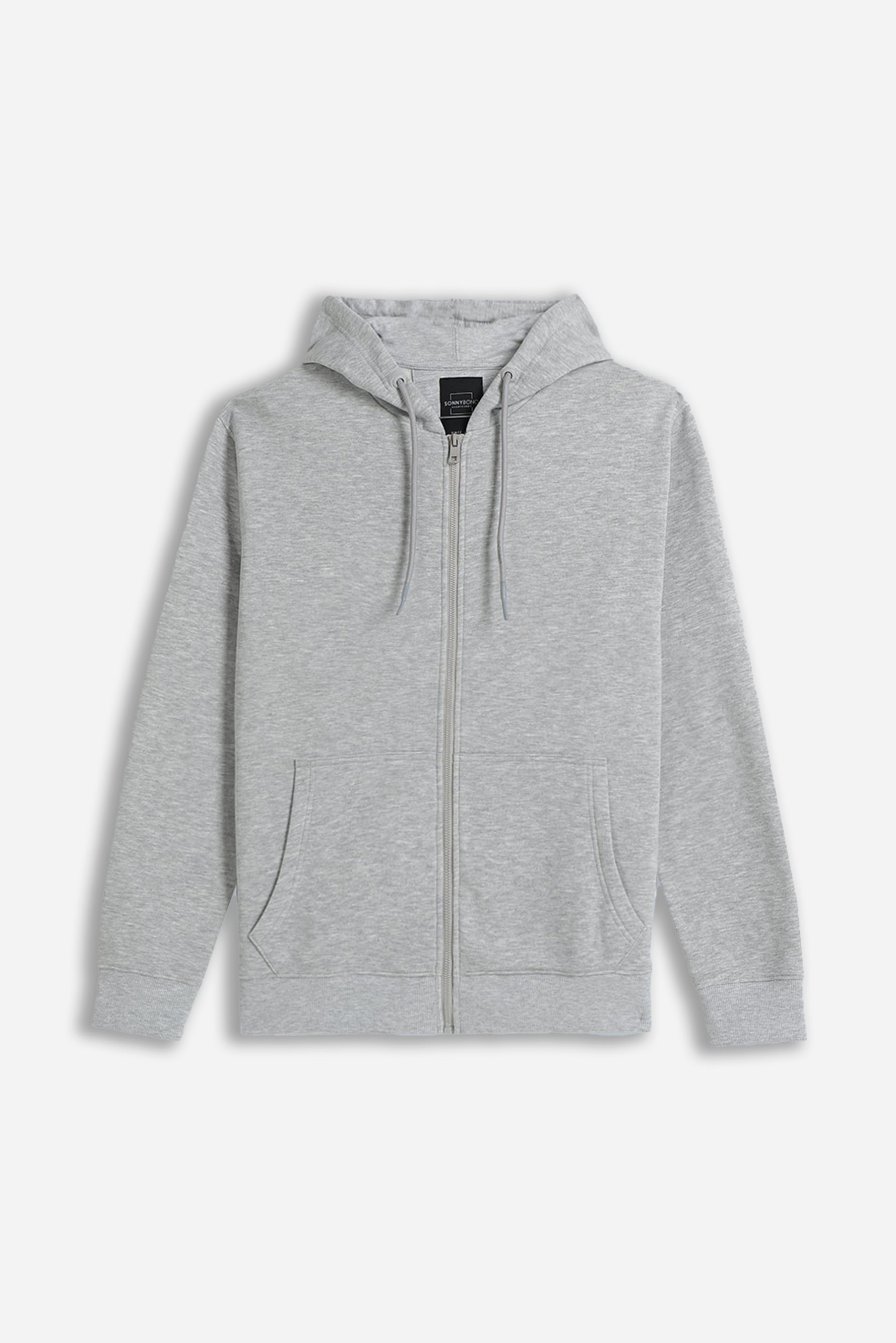 FELPA FULL ZIP CON CAPPUCCIO BASIC GRIGIO CHIARO - Sonnybono