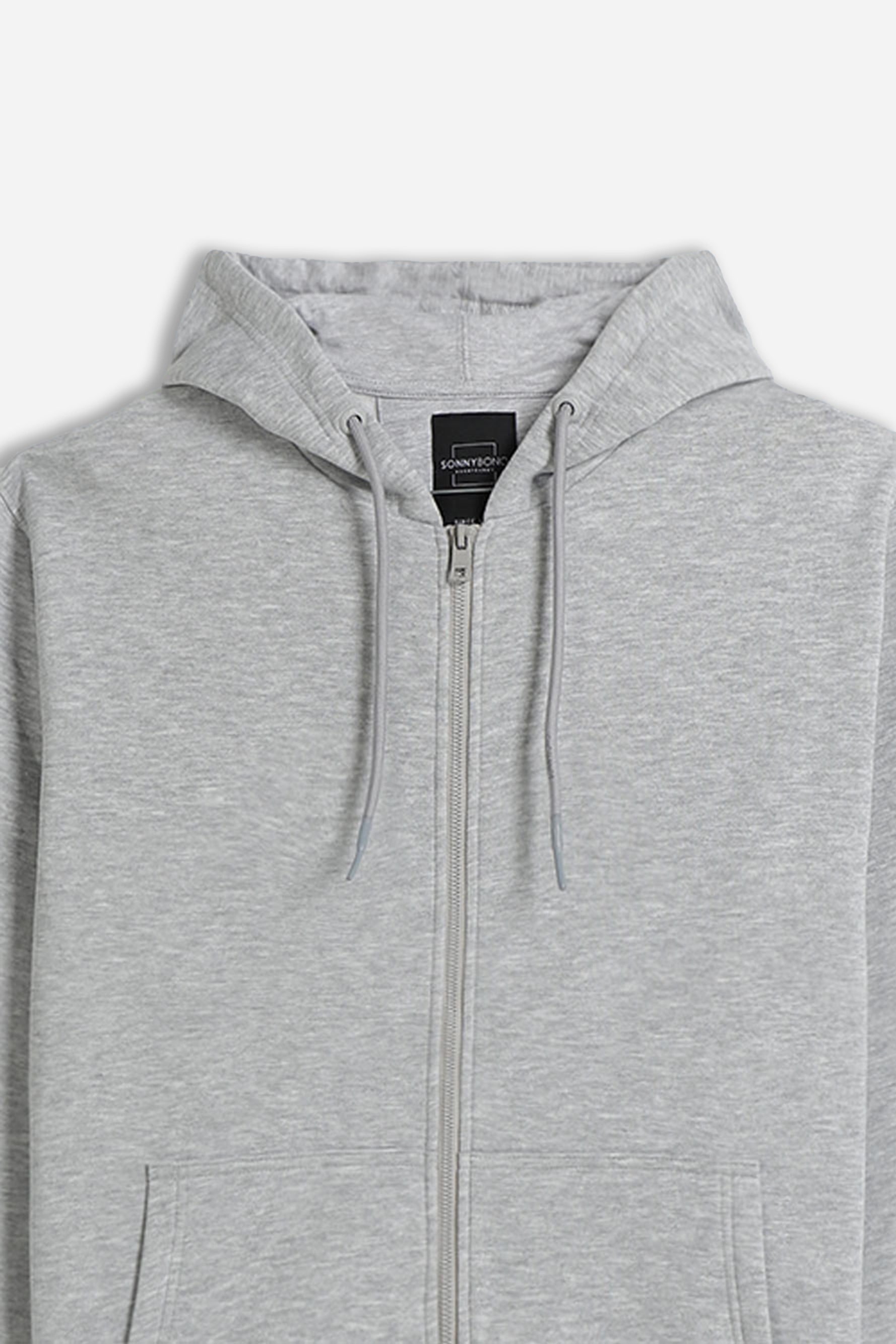 FELPA FULL ZIP CON CAPPUCCIO BASIC GRIGIO CHIARO - Sonnybono