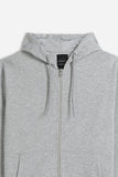 FELPA FULL ZIP CON CAPPUCCIO BASIC GRIGIO CHIARO - Sonnybono