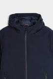 GIUBBOTTO IN SOFTSHELL IMBOTTITO CON CAPPUCCIO BLEU