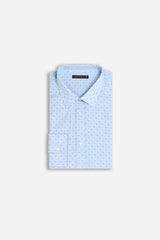 CAMICIA CON STAMPA MICROFANTASIA F CELESTE