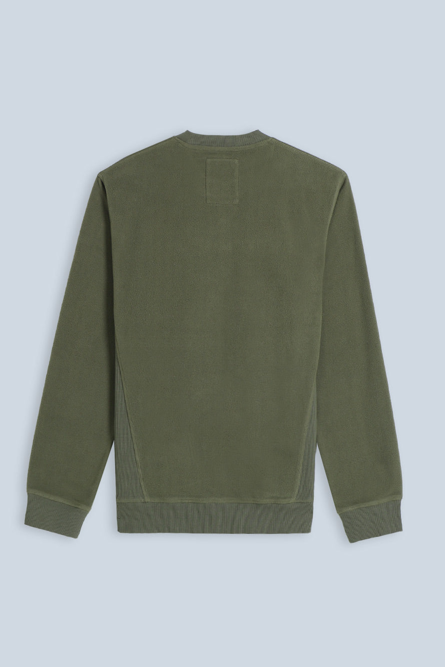 FELPA IN PILE CON FIANCHI IN COSTINA VERDE MILITARE - Sonnybono