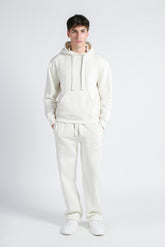 FELPA CON CAPPUCCIO E MARSUPIO BASIC PANNA