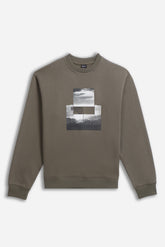 FELPA GIROCOLLO CON STAMPA VERDE MILITARE