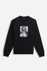 FELPA GIROCOLLO CON STAMPA NERO