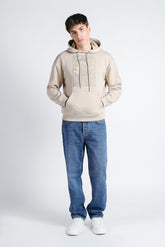 FELPA CON CAPPUCCIO E MARSUPIO CON STAMPA BEIGE