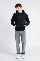 FELPA CON CAPPUCCIO E MARSUPIO CON STAMPA NERO