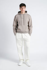 FELPA CON CAPPUCCIO E MARSUPIO CON STAMPA TORTORA