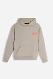 Felpa uomo beige con cappuccio e stampa frontale Sonny Bono