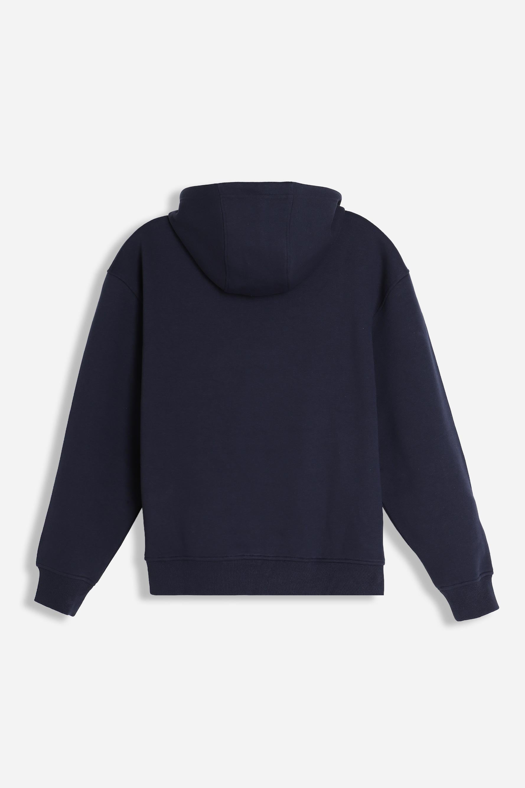 Felpa uomo bleu con cappuccio vista posteriore