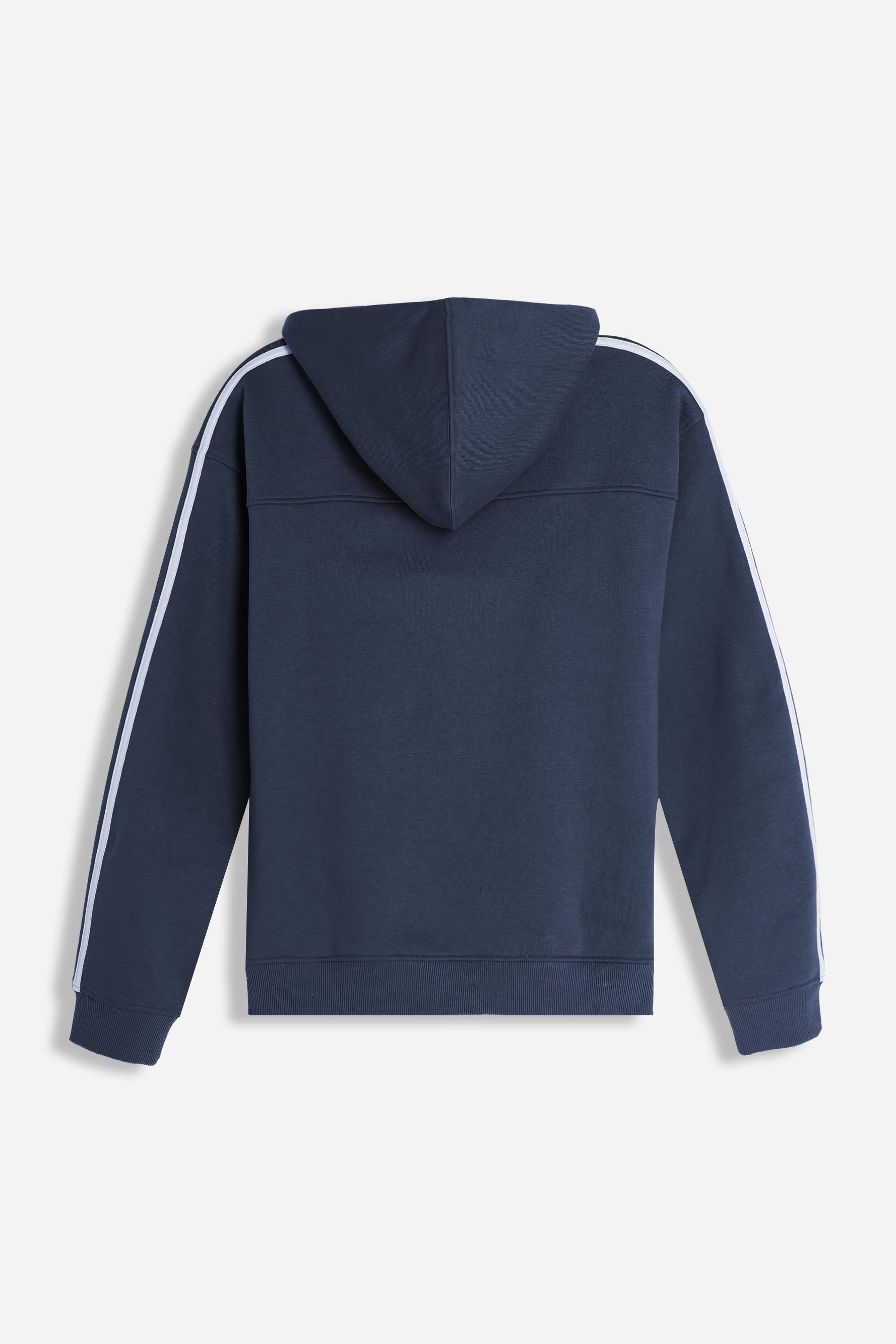 Felpa uomo bleu con cappuccio vista posteriore