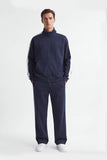 FELPA FULL ZIP CON CON RICAMO E BANDE IN CONTRASTO SULLE MANICHE BLEU