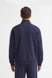 FELPA FULL ZIP CON CON RICAMO E BANDE IN CONTRASTO SULLE MANICHE BLEU
