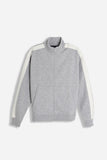 Felpa uomo full zip relaxed fit con bande sulle maniche vista frontale