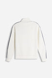 FELPA FULL ZIP CON CON RICAMO E BANDE IN CONTRASTO SULLE MANICHE PANNA