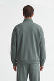FELPA FULL ZIP CON CON RICAMO E BANDE IN CONTRASTO SULLE MANICHE VERDE BOSCO