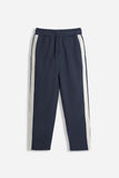 PANTALONE JOGGER IN FELPA CON BANDA LATERALE BLEU