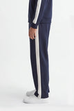 PANTALONE JOGGER IN FELPA CON BANDA LATERALE BLEU