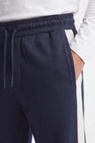 PANTALONE JOGGER IN FELPA CON BANDA LATERALE BLEU