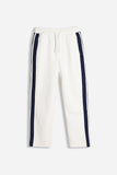 PANTALONE JOGGER IN FELPA CON BANDA LATERALE PANNA