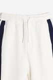 PANTALONE JOGGER IN FELPA CON BANDA LATERALE PANNA
