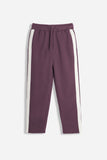 PANTALONE JOGGER IN FELPA CON BANDA LATERALE PRUGNA