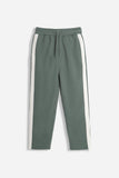 PANTALONE JOGGER IN FELPA CON BANDA LATERALE VERDE BOSCO