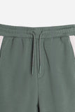 PANTALONE JOGGER IN FELPA CON BANDA LATERALE VERDE BOSCO