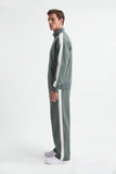 PANTALONE JOGGER IN FELPA CON BANDA LATERALE VERDE BOSCO
