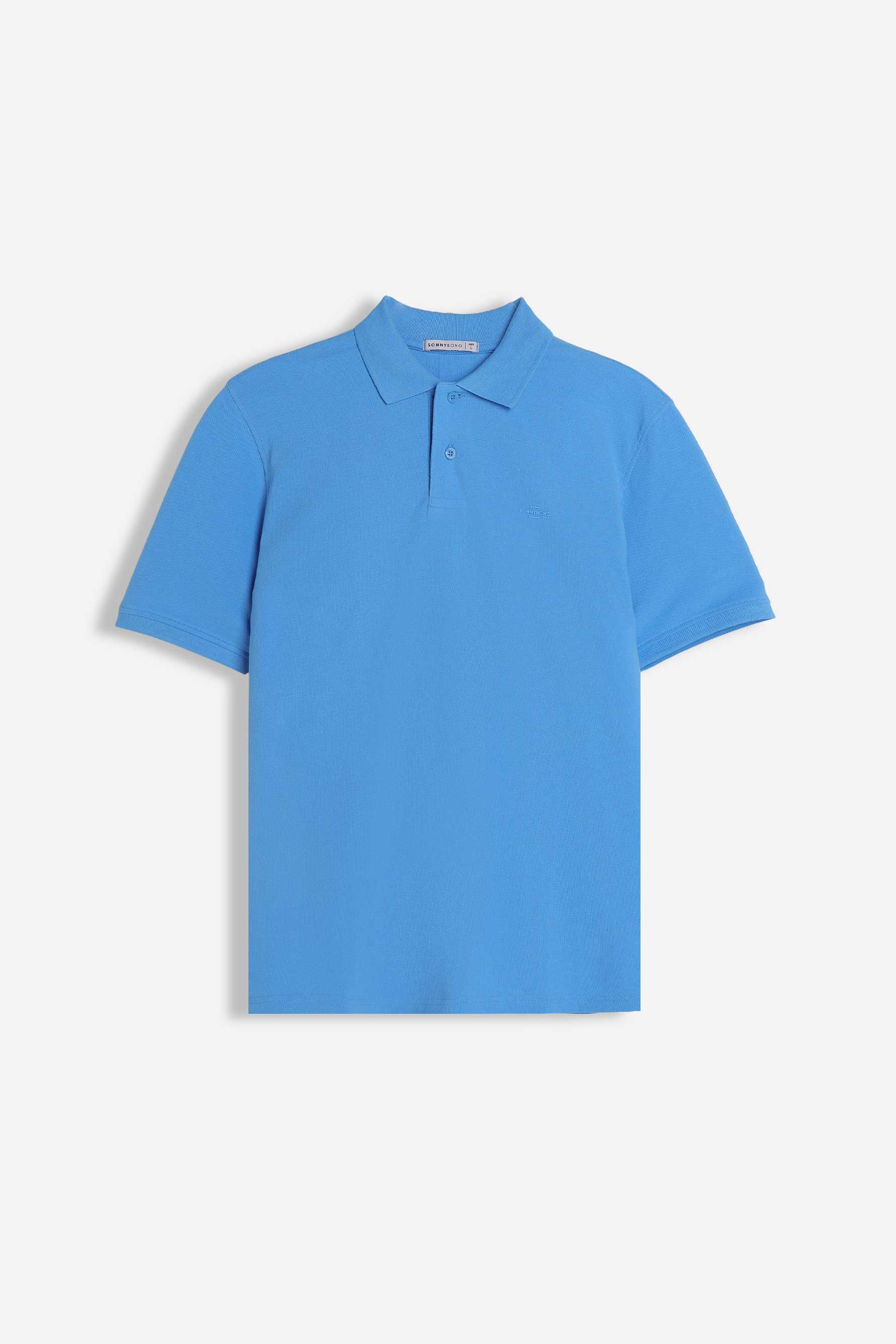 POLO PIQUET BASIC TINTA UNITA E LOGO AZZURRO