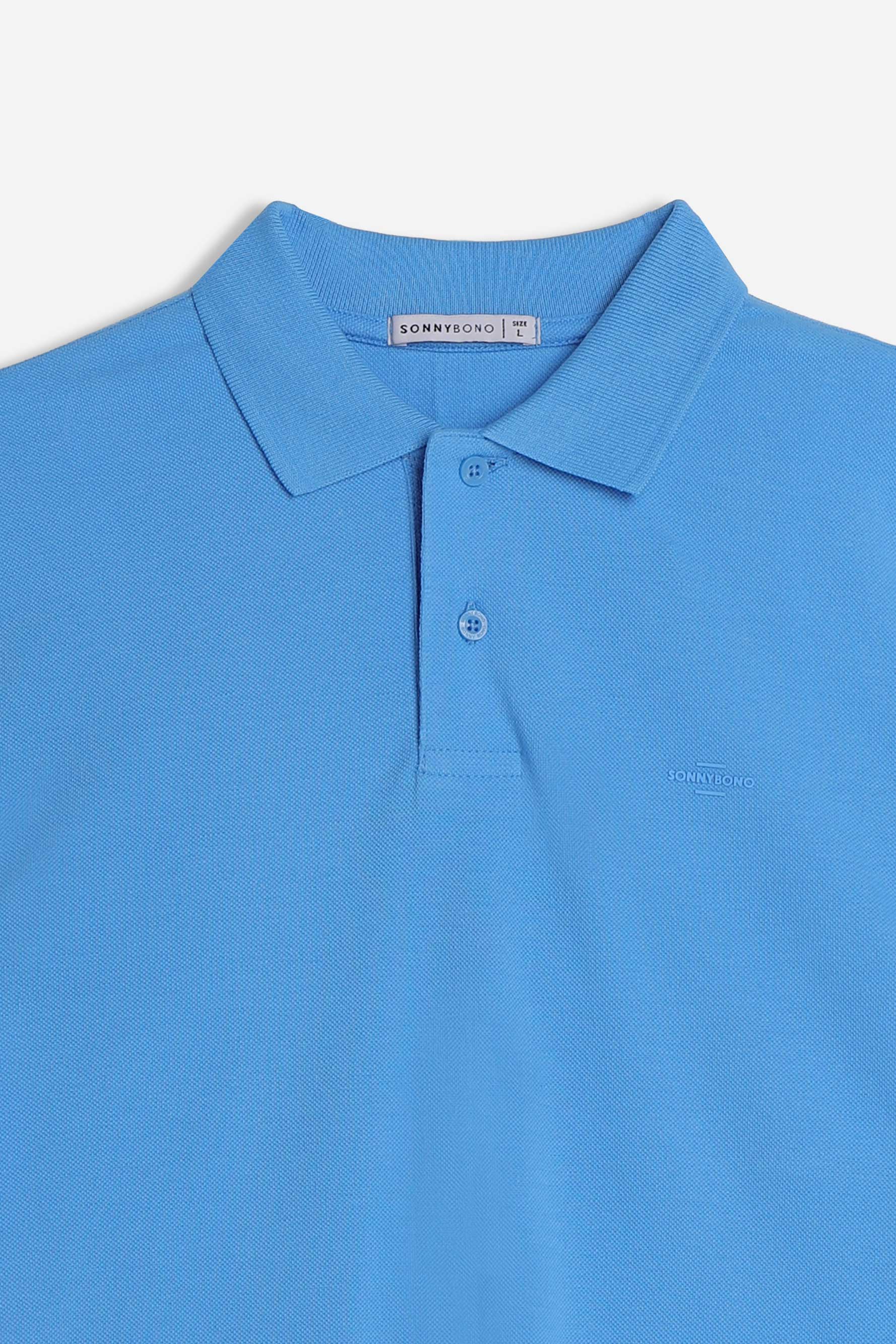 POLO PIQUET BASIC TINTA UNITA E LOGO AZZURRO