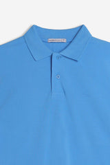 POLO PIQUET BASIC TINTA UNITA E LOGO AZZURRO