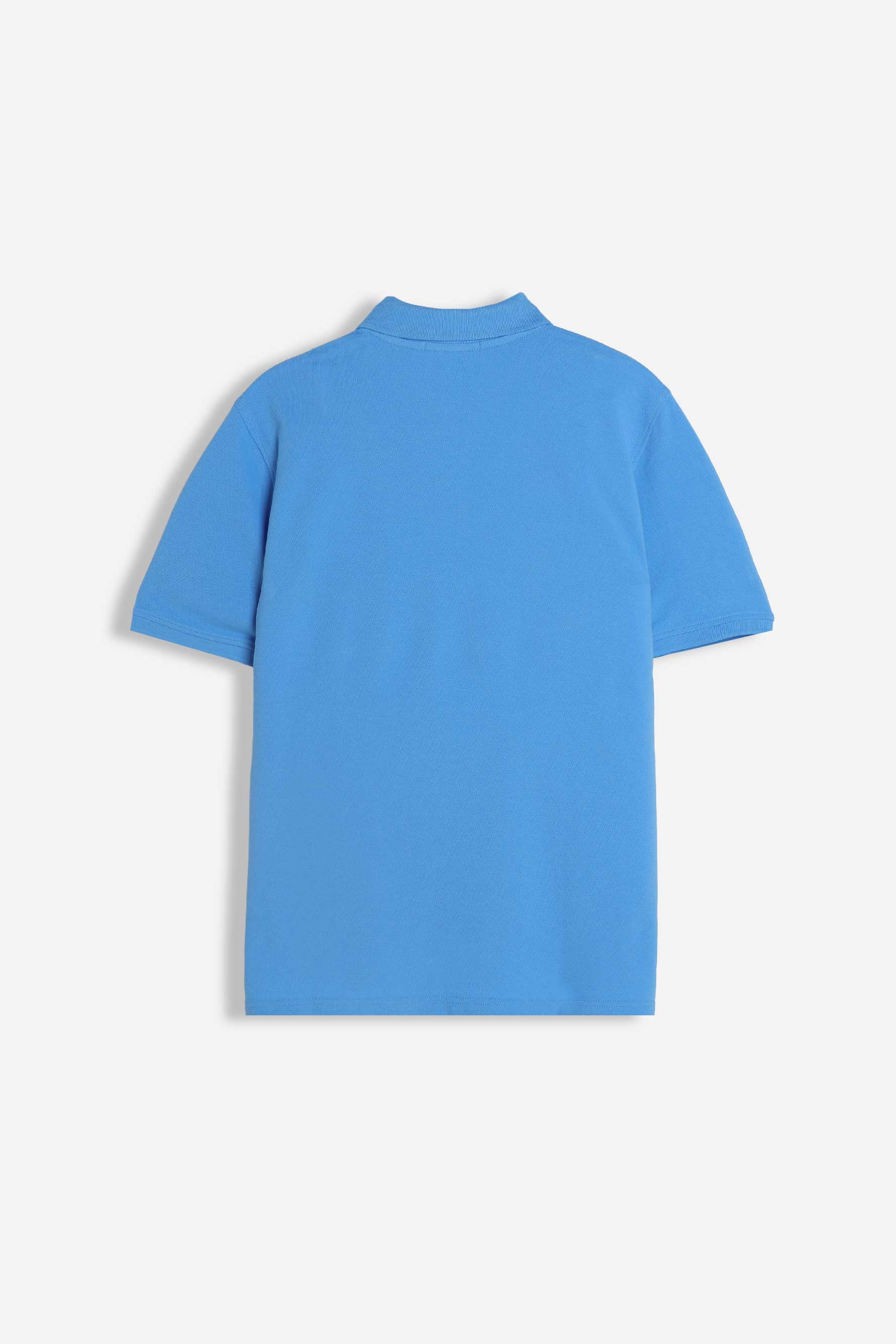 POLO PIQUET BASIC TINTA UNITA E LOGO AZZURRO