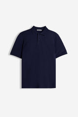 POLO PIQUET BASIC TINTA UNITA E LOGO BLEU