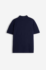 POLO PIQUET BASIC TINTA UNITA E LOGO BLEU