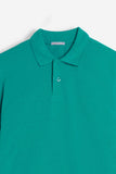 POLO PIQUET BASIC TINTA UNITA E LOGO VERDE SMERALDO