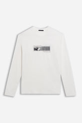 T-SHIRT GIROCOLLO STAMPATA MANICA LUNGA PANNA