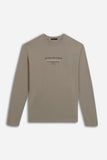 T-SHIRT GIROCOLLO STAMPATA MANICA LUNGA TORTORA