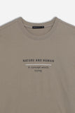 T-SHIRT GIROCOLLO STAMPATA MANICA LUNGA TORTORA