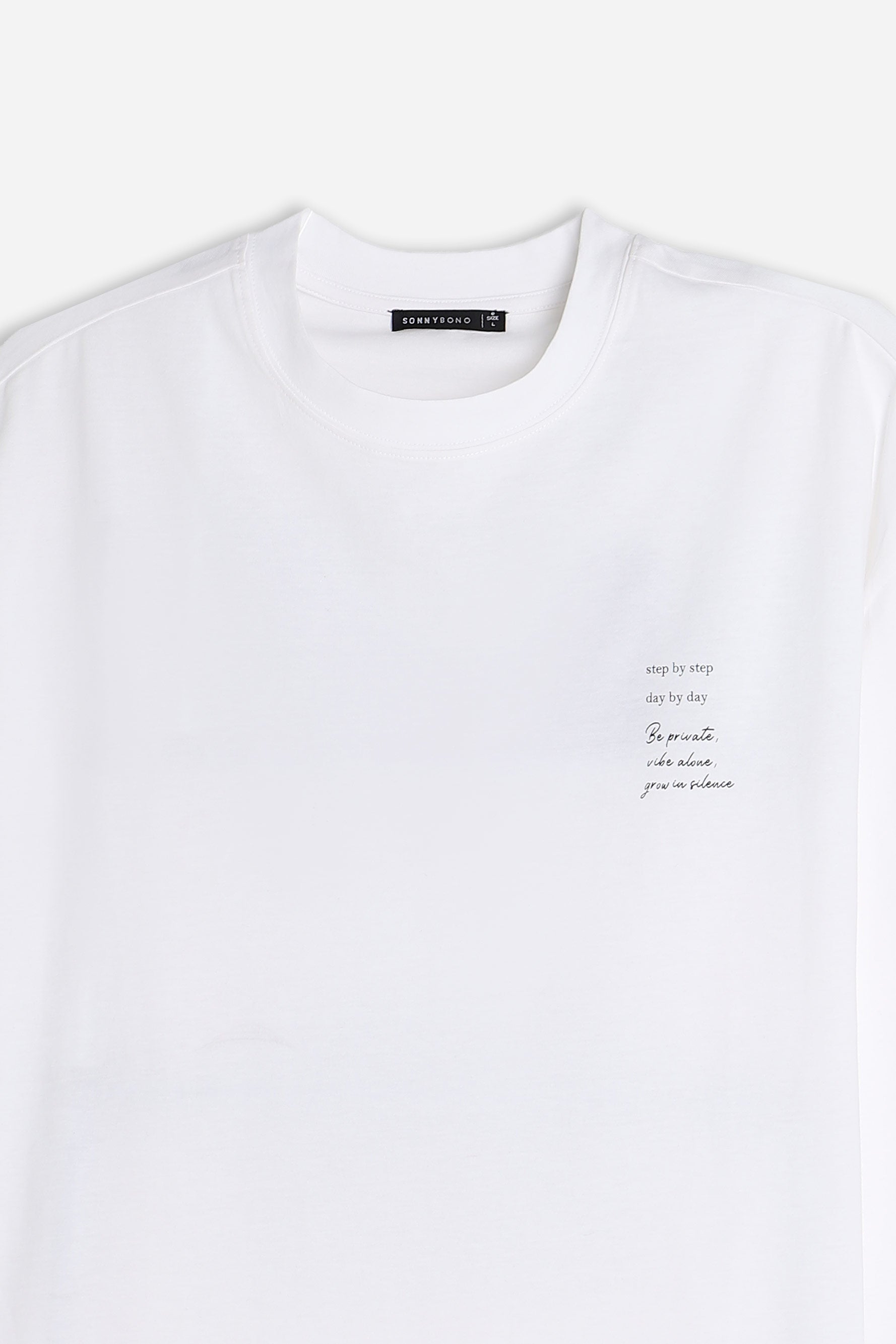 T-SHIRT GIROCOLLO STAMPATA MANICA LUNGA BIANCO