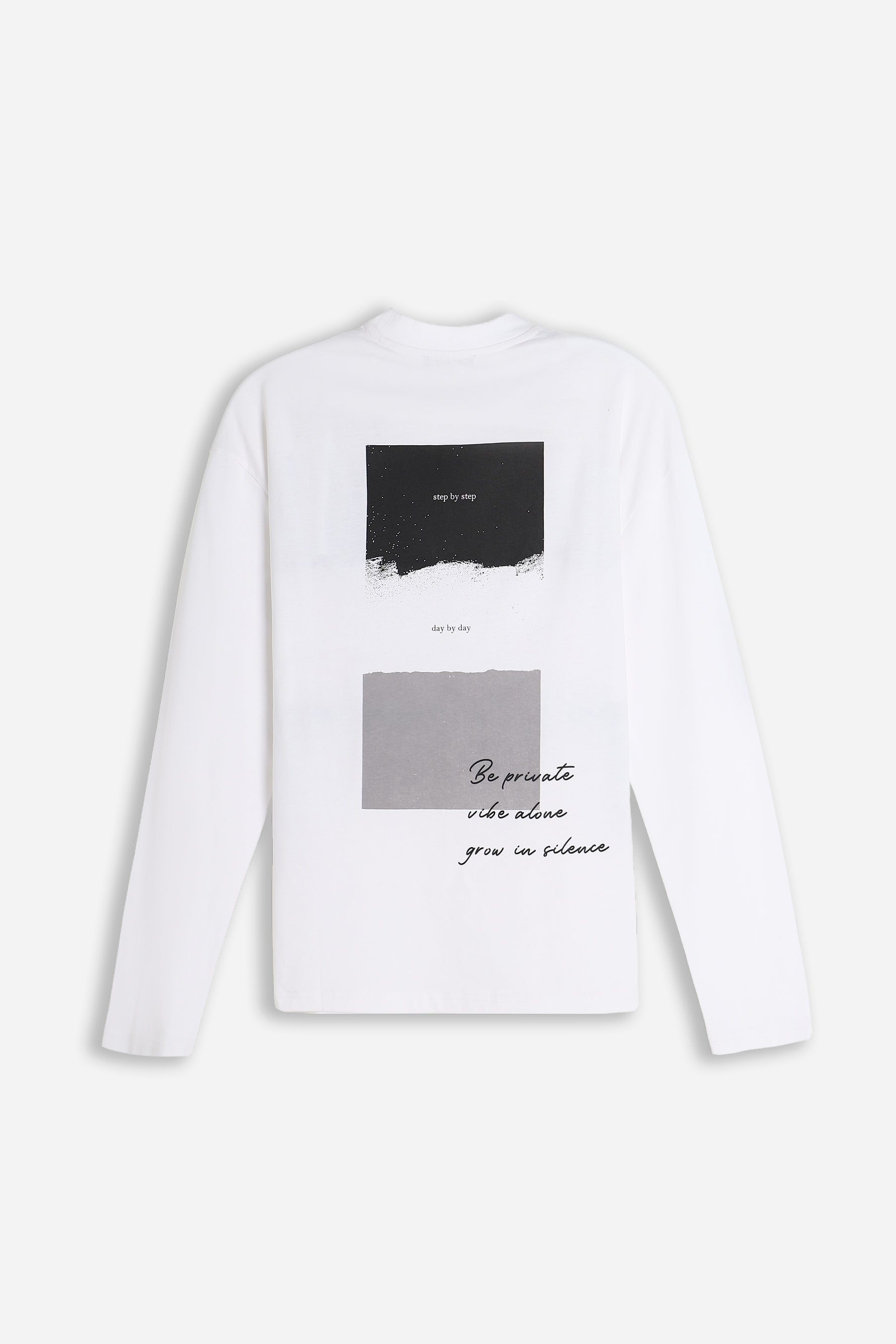 T-SHIRT GIROCOLLO STAMPATA MANICA LUNGA BIANCO