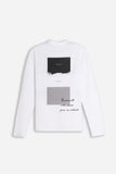 T-SHIRT GIROCOLLO STAMPATA MANICA LUNGA BIANCO