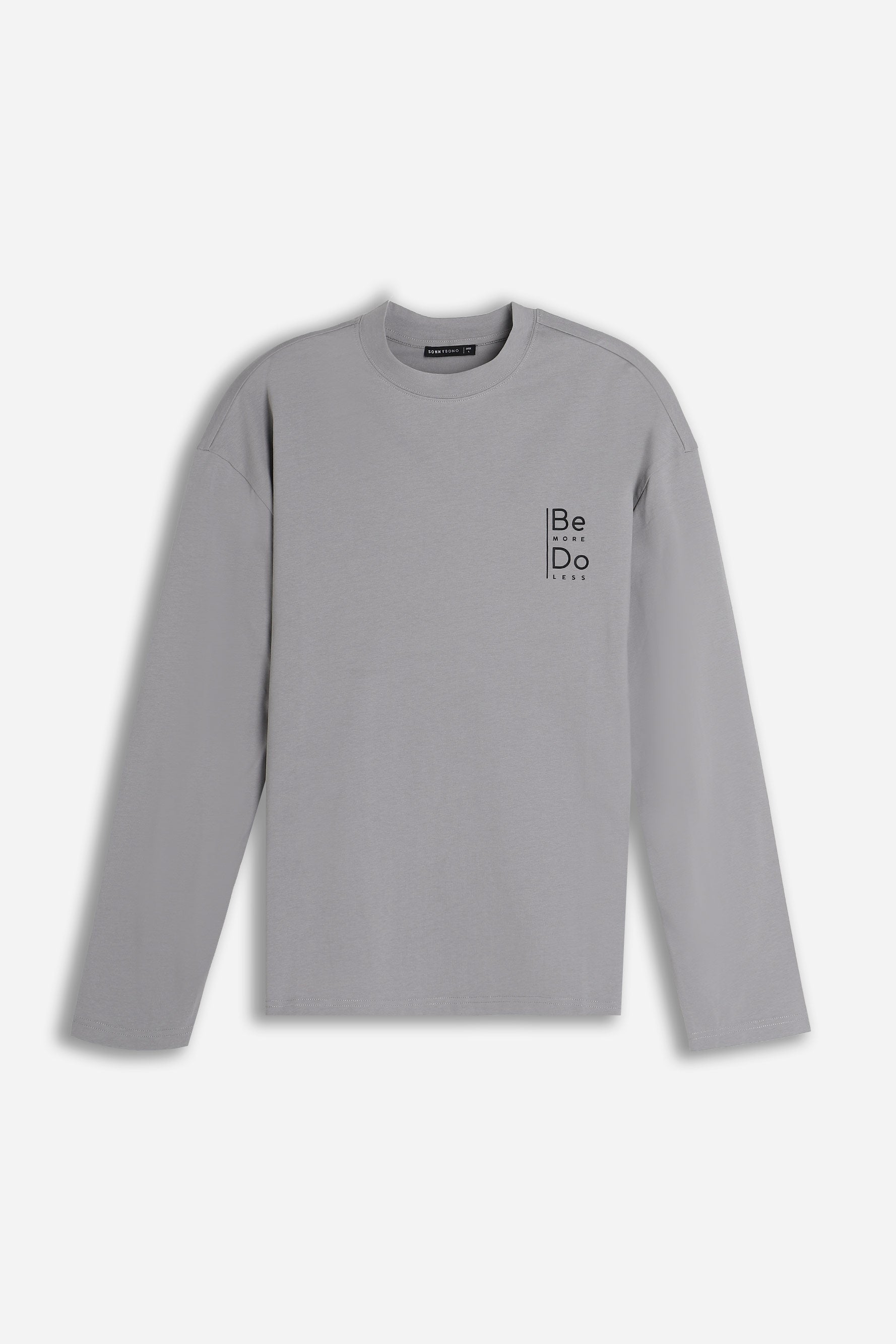 T-SHIRT GIROCOLLO STAMPATA MANICA LUNGA GRIGIO MEDIO