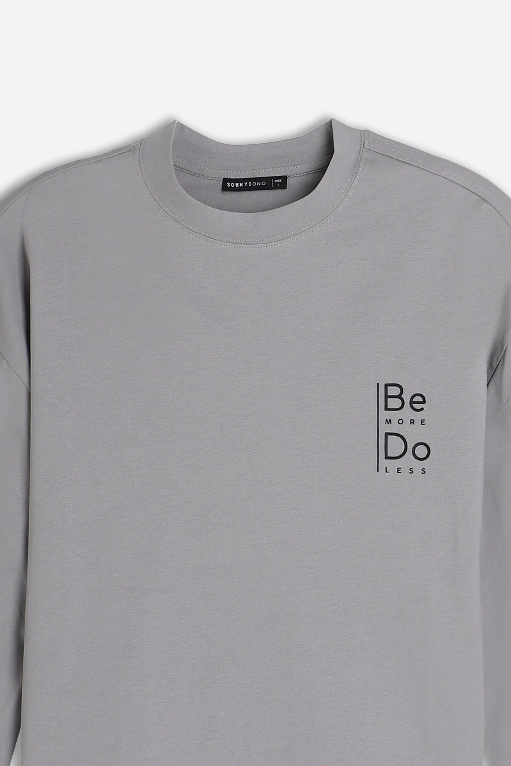 T-SHIRT GIROCOLLO STAMPATA MANICA LUNGA GRIGIO MEDIO