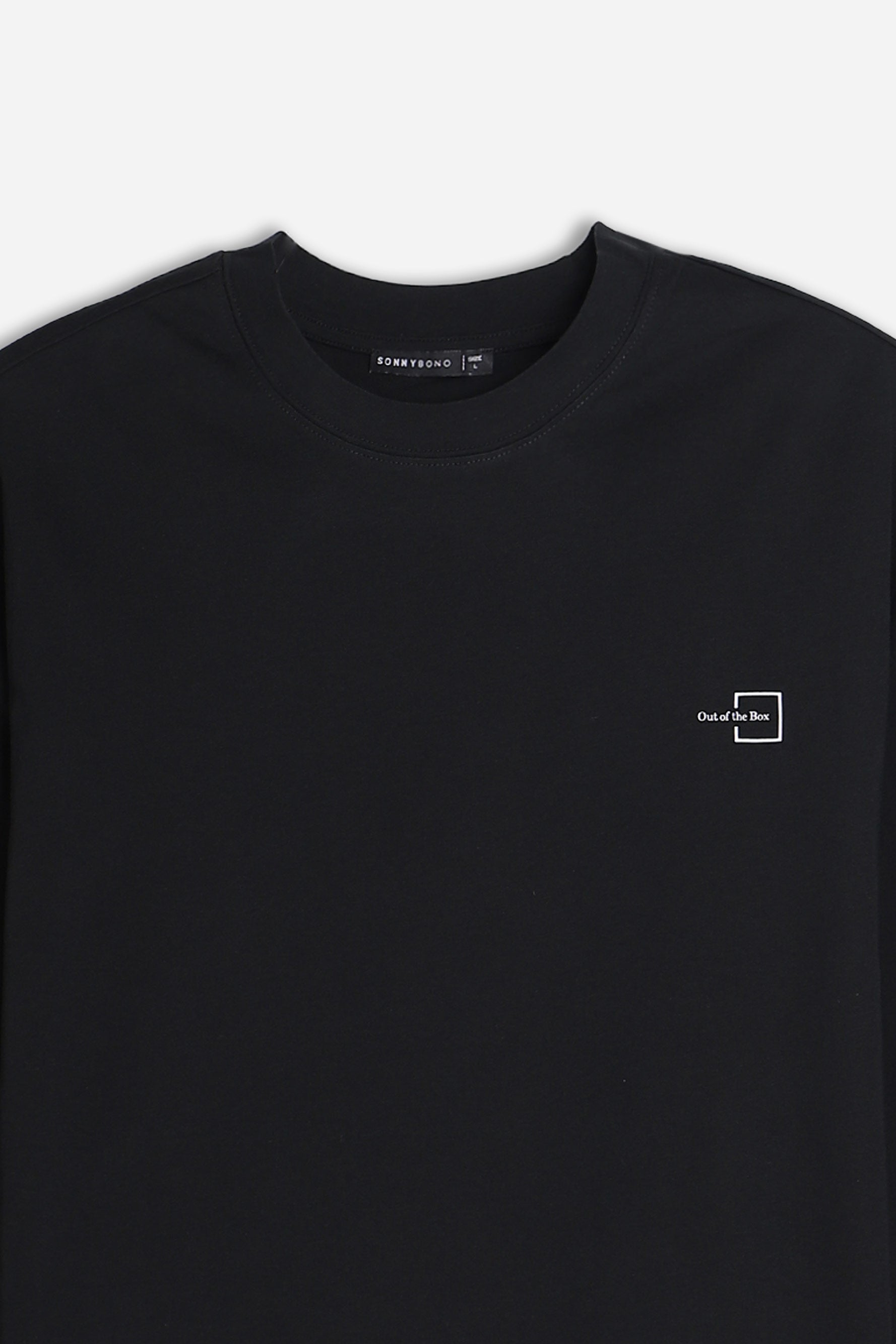 T-SHIRT GIROCOLLO STAMPATA MANICA LUNGA NERO