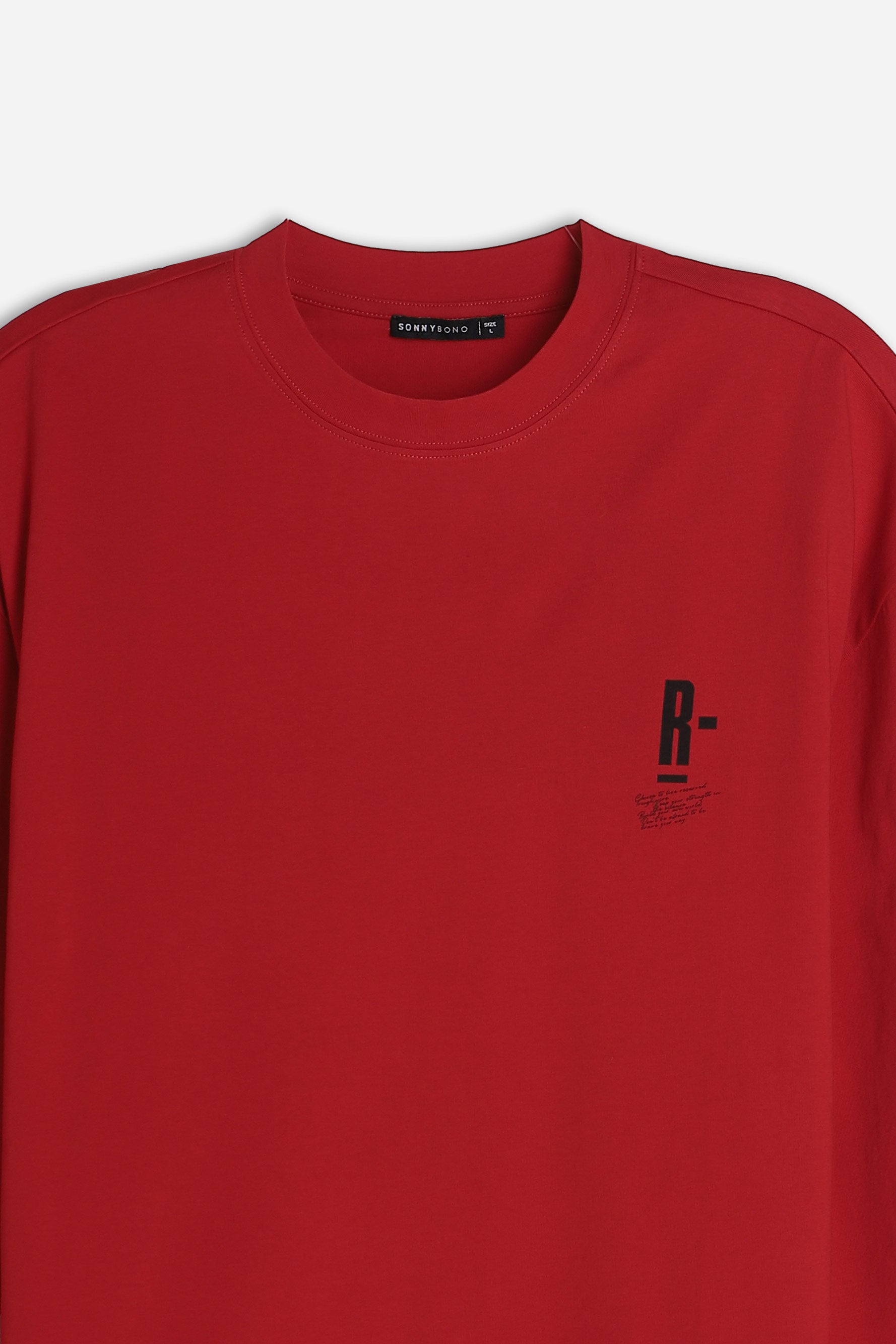 T-SHIRT GIROCOLLO STAMPATA MANICA LUNGA RUBINO