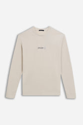 T-SHIRT GIROCOLLO STAMPATA MANICA LUNGA BEIGE CHIARO