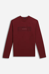 T-SHIRT GIROCOLLO STAMPATA MANICA LUNGA BORDEAUX