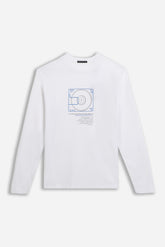 T-SHIRT GIROCOLLO STAMPATA MANICA LUNGA BIANCO