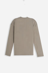 T-SHIRT GIROCOLLO CON LOGO MANICA LUNGA TORTORA